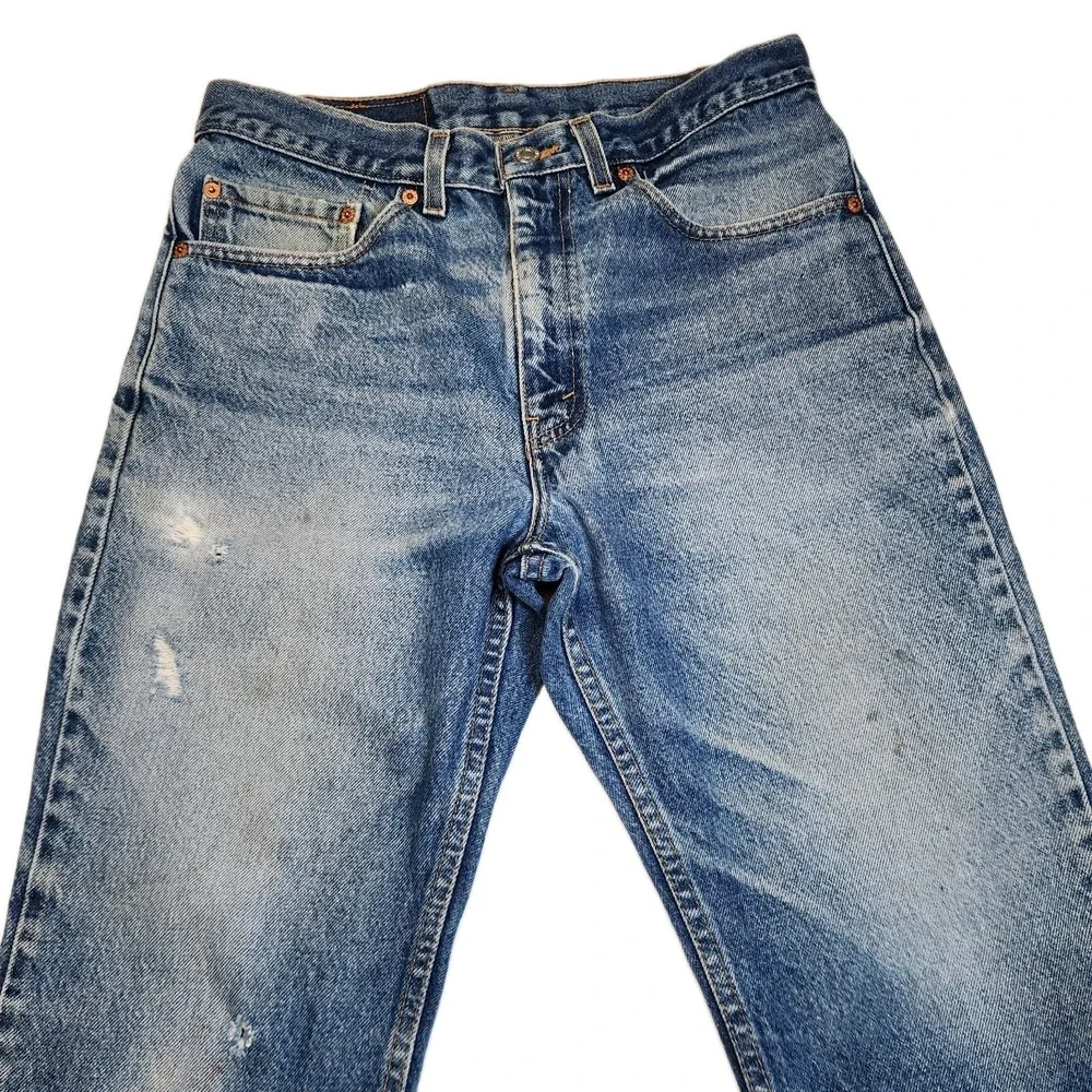 Vintage 2001 Levi's 517 Jeans 30x29 USA Made Boot Cut Distressed Faded Denim